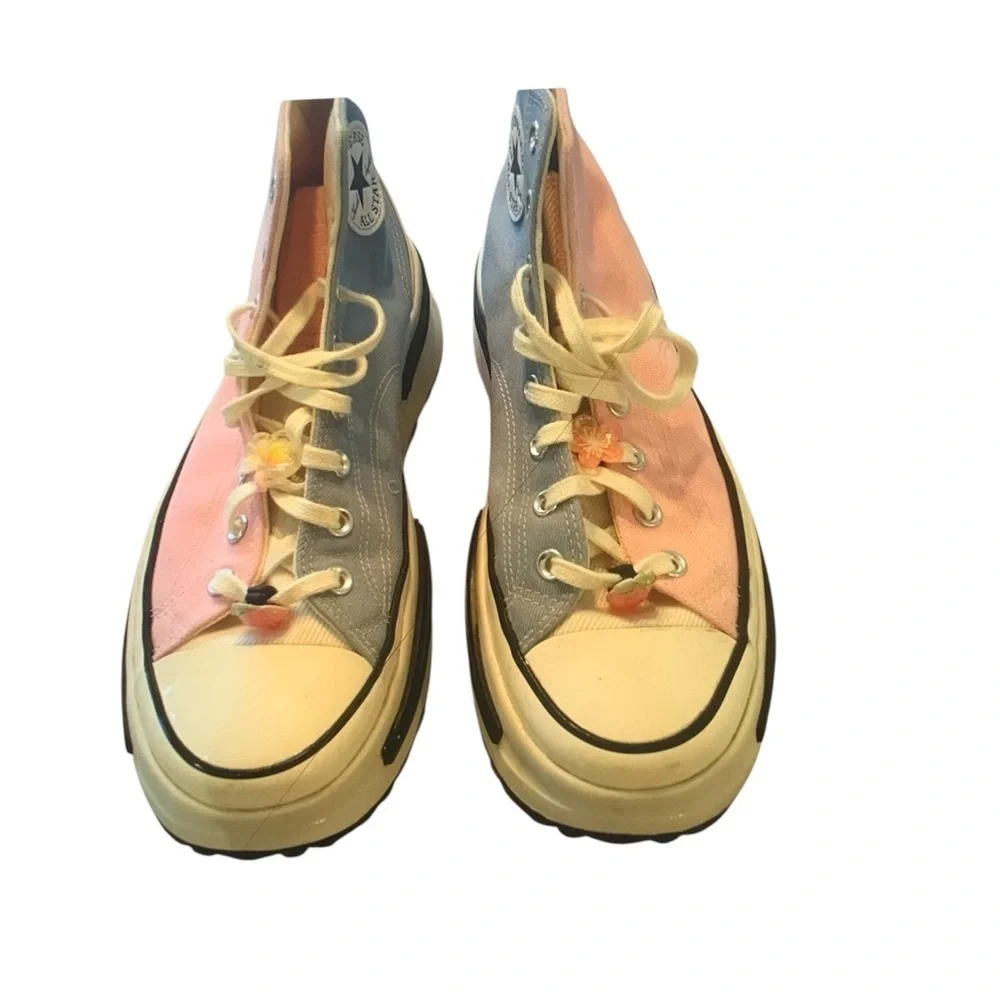 Converse Women's Pink and Blue High-Top Sneakers Run Star Legacy Size 12